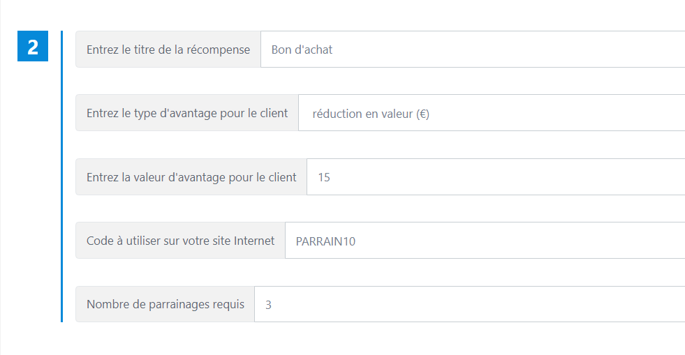 Récompense par pallier Récompense par pallier